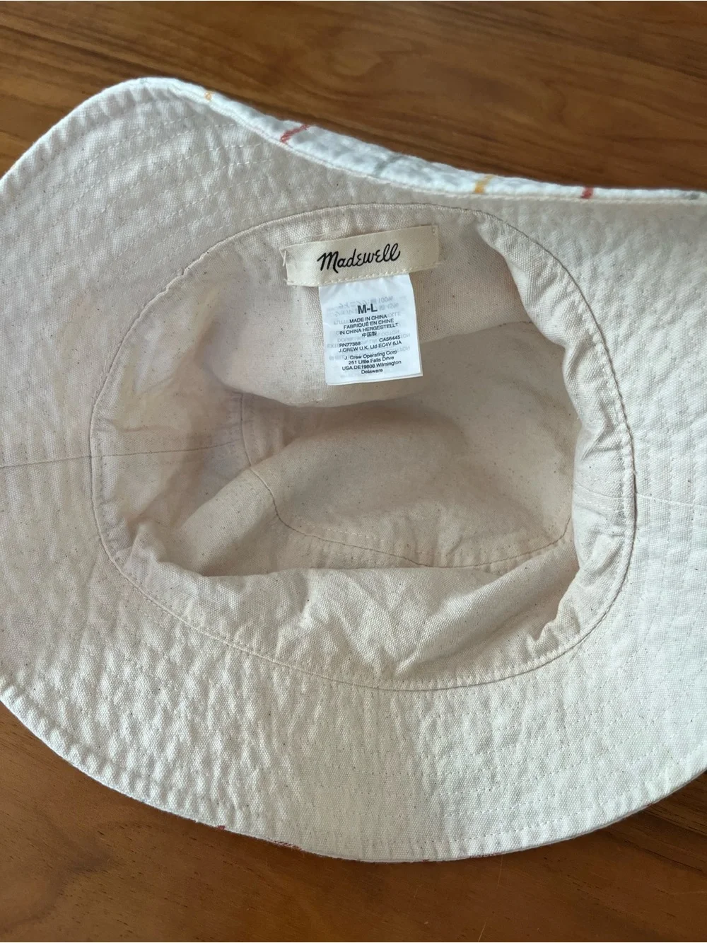 Madewell Linen-Cotton Reversible Short-Brimmed Bucket Hat - Cream/Windowpane